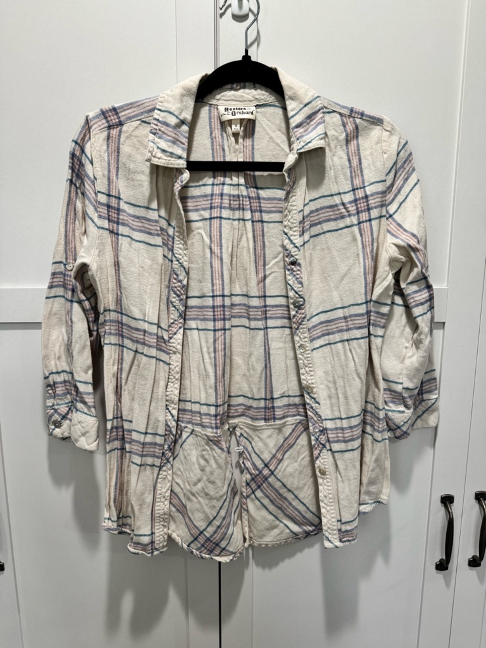 Hester & Orchard Cream Shirt Jacket with Blue and Pink Stripes